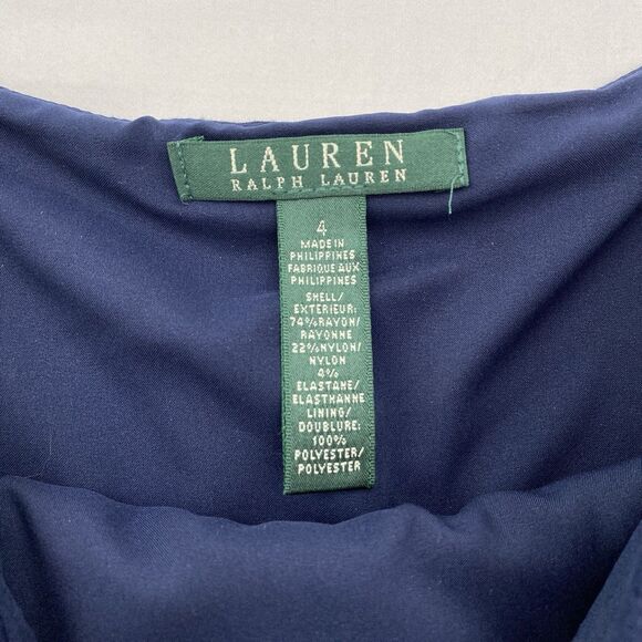 Lauren Ralph Lauren Skirt Womens 4 Blue Pleated Knee Length Flowy Career Twee - Picture 8 of 10